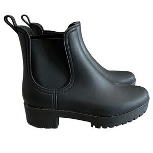 Jeffrey Campbell Women’s 8 Black Cloudy Platform Pull On Rain Boots